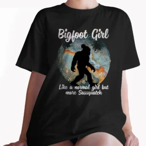 Messy Bun Bigfoot Girl Shirt For Women Funny Sasquatch Gift