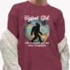 Messy Bun Bigfoot Girl Shirt For Women Funny Sasquatch Gift