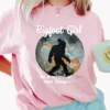 Messy Bun Bigfoot Girl Shirt For Women Funny Sasquatch Gift