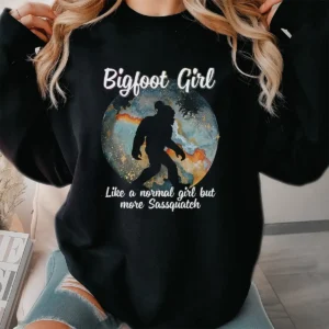 Messy Bun Bigfoot Girl Shirt For Women | Funny Sasquatch Gift 10 Messy Bun Bigfoot Girl Shirt For Women Funny Sasquatch Gift