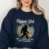 Messy Bun Bigfoot Girl Shirt For Women Funny Sasquatch Gift
