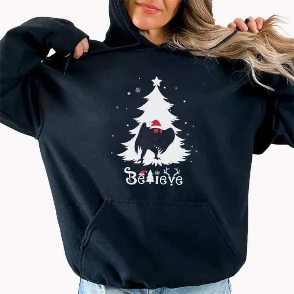 Mothman Believe Christmas Tree Shirt Funny Creepy Cute Holiday Tee