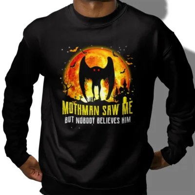 5 Best Mothman Halloween Shirts to Haunt the Spooky Season 3 Mothman Saw Me Funny Halloween Shirt Creepy Cryptid Humor Gift Tee