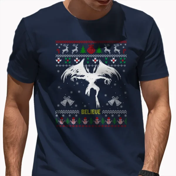 Mothman Ugly Christmas Sweater Shirt Creepy Cryptid Believe Tee