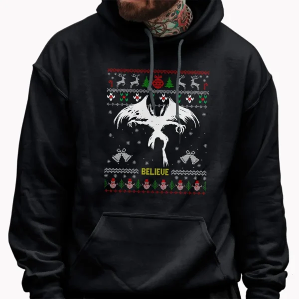 Mothman Ugly Christmas Sweater Shirt Creepy Cryptid Believe Tee
