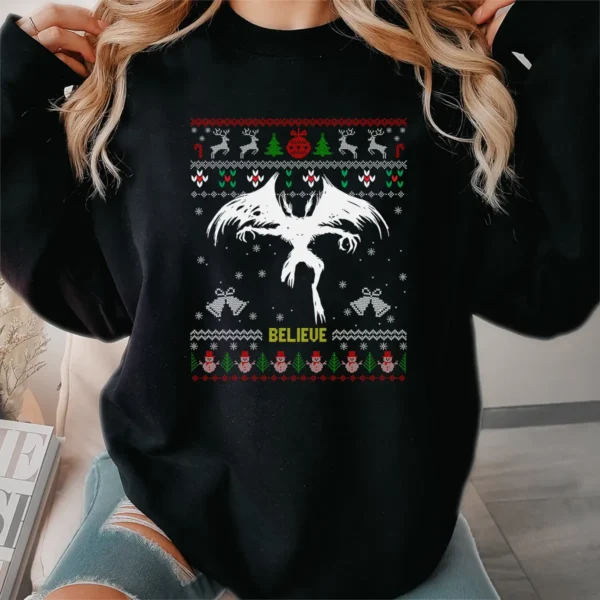 Mothman Ugly Christmas Sweater Shirt Creepy Cryptid Believe Tee