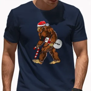 Naughty Bigfoot with Snowman Christmas Shirt Funny