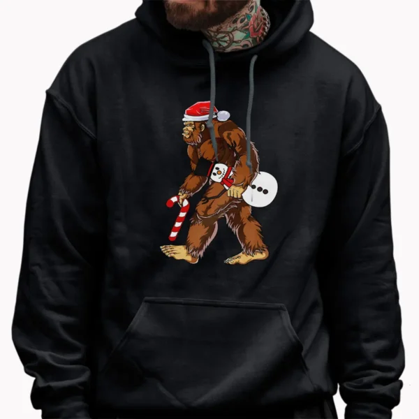 Naughty Bigfoot with Snowman Christmas Shirt Funny