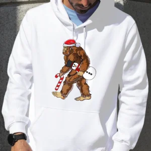 Naughty Bigfoot with Snowman Christmas Shirt Funny