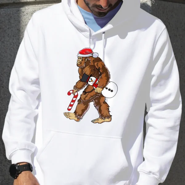 Naughty Bigfoot with Snowman Christmas Shirt Funny