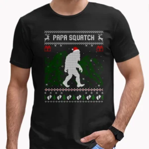 Papa Squatch Bigfoot Dad Christmas Shirt Sasquatch Pregnancy Announcement Gift