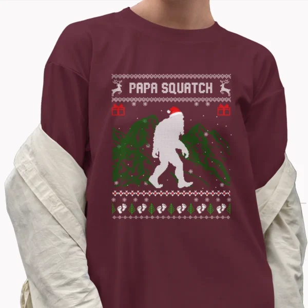 Papa Squatch Bigfoot Dad Christmas Shirt Sasquatch Pregnancy Announcement Gift