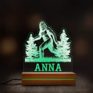 Personalized Bigfoot 3D Lamp Custom Name LED Night Light for Rustic Cabin Decor