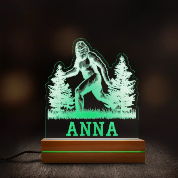 Personalized Bigfoot 3D Lamp Custom Name LED Night Light for Rustic Cabin Decor
