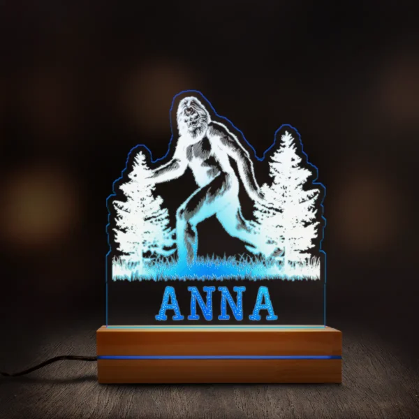 Personalized Bigfoot 3D Lamp Custom Name LED Night Light for Rustic Cabin Decor