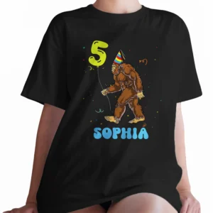 Personalized Bigfoot Birthday T-Shirt Custom Name & Age Party Tee for Kids