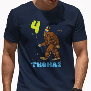 Personalized Bigfoot Birthday T-Shirt Custom Name & Age Party Tee for Kids