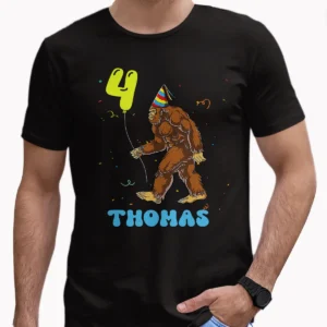 Personalized Bigfoot Birthday T-Shirt Custom Name & Age Party Tee for Kids