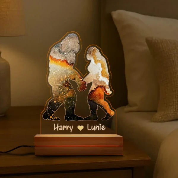 Personalized Bigfoot Couple Aesthetic 3D Lamp Custom Name LED Light Decor
