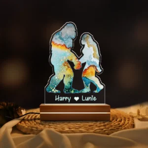 Personalized Bigfoot Couple Aesthetic 3D Lamp Custom Name LED Light Decor