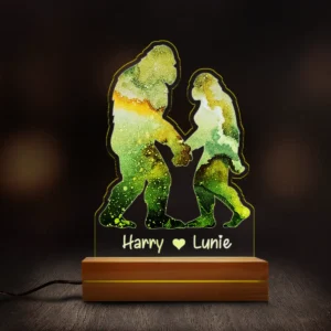 Personalized Bigfoot Couple Aesthetic 3D Lamp Custom Name LED Light Decor