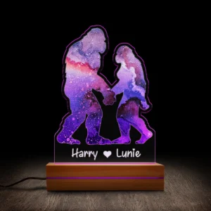 Personalized Bigfoot Couple Aesthetic 3D Lamp Custom Name LED Light Decor