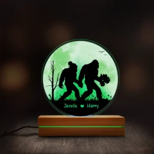 Personalized Bigfoot Couple LED Light Custom Name 3D Lamp Gift Anniversary