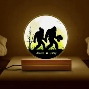 Personalized Bigfoot Couple LED Light Custom Name 3D Lamp Gift Anniversary