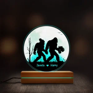 Personalized Bigfoot Couple LED Light Custom Name 3D Lamp Gift Anniversary