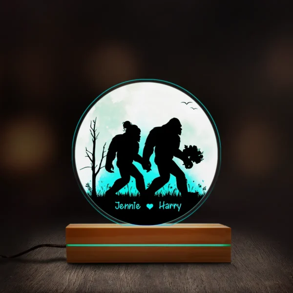Personalized Bigfoot Couple LED Light Custom Name 3D Lamp Gift Anniversary