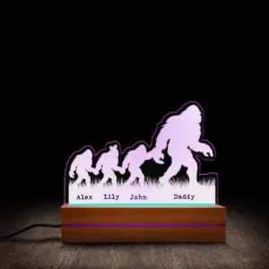 Personalized Bigfoot Family Night Light Custom Names LED Lamp for Dad, Mom