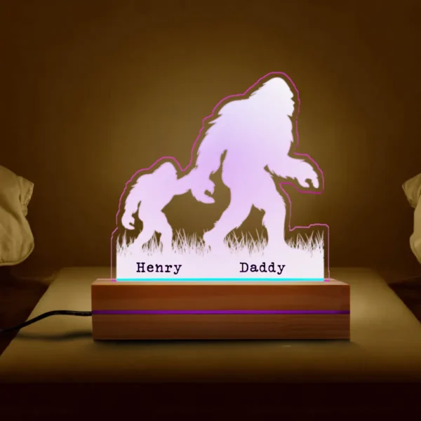 Personalized Bigfoot Family Night Light Custom Names LED Lamp for Dad, Mom