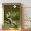 Personalized Bigfoot Fishing Poster Custom Gift for Dad Angler Wall Decor