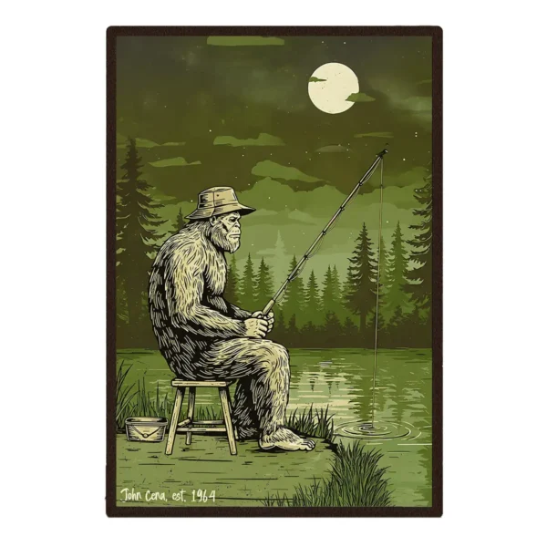 Personalized Bigfoot Fishing Poster Custom Gift for Dad Angler Wall Decor