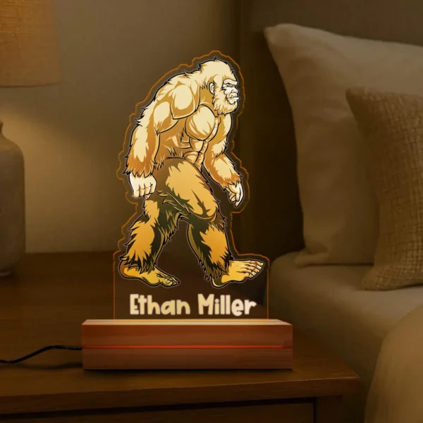 Personalized Bigfoot LED Light Custom Name 3D Lamp for Boys Room Decor