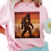 Retro Bigfoot Fall Leaves Shirt Vintage Autumn Sasquatch Gift Tee