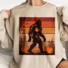 Retro Bigfoot Fall Leaves Shirt Vintage Autumn Sasquatch Gift Tee