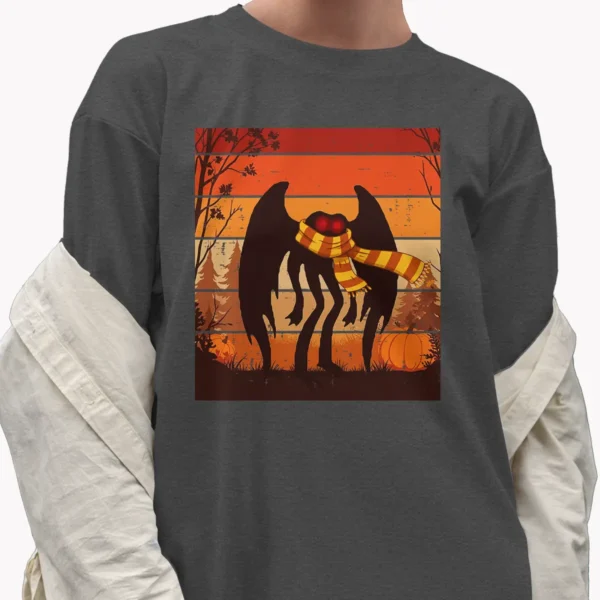 Retro Mothman Halloween Shirt Vintage Autumn Cryptid & Fall Gift