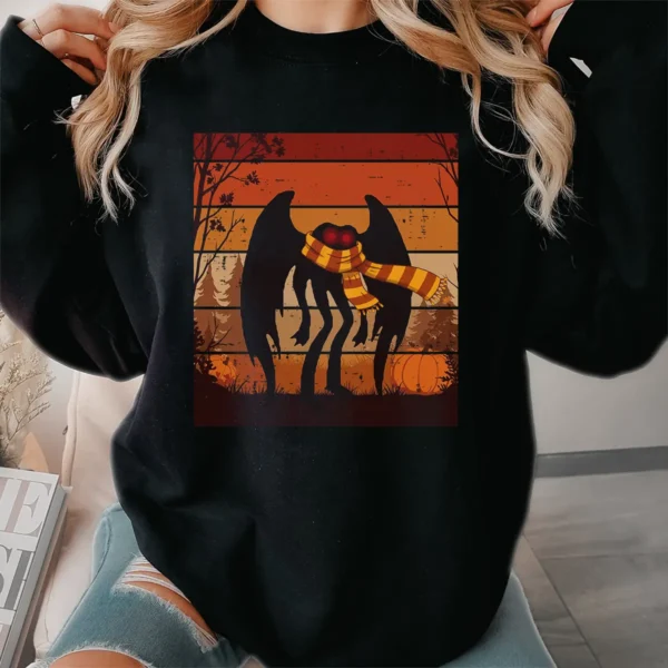 Retro Mothman Halloween Shirt Vintage Autumn Cryptid & Fall Gift