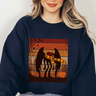 Retro Mothman Halloween Shirt Vintage Autumn Cryptid & Fall Gift