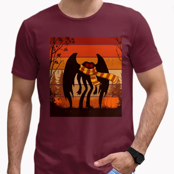 Retro Mothman Halloween Shirt Vintage Autumn Cryptid & Fall Gift