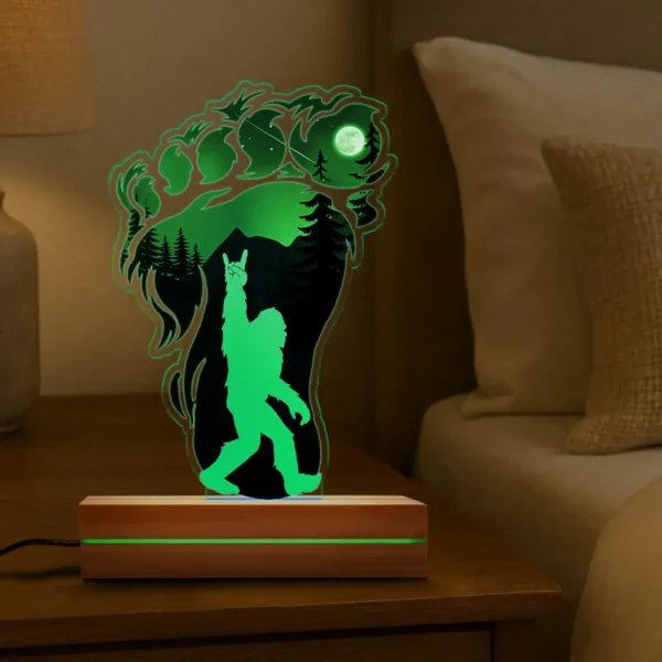 Rock On Bigfoot Footprint 3D Lamp Mountain Night Scene LED Light