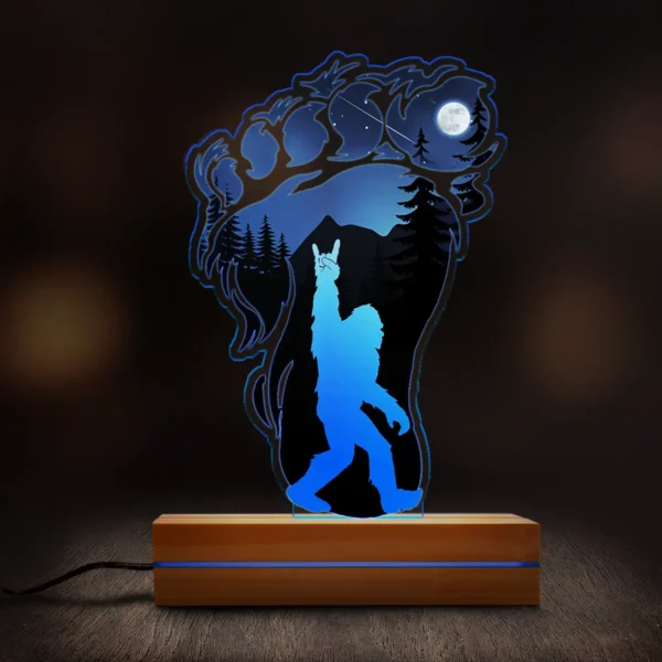 Rock On Bigfoot Footprint 3D Lamp Mountain Night Scene LED Light