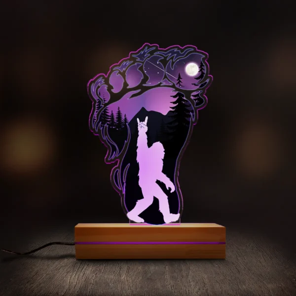 Rock On Bigfoot Footprint 3D Lamp Mountain Night Scene LED Light