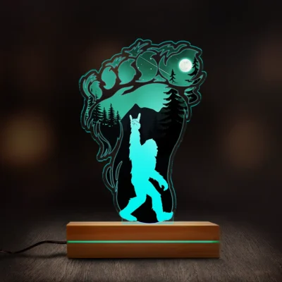10 Best Bigfoot Night Lights To Illuminate Your Legendary Space 9 Rock On Bigfoot Footprint 3D Lamp Mountain Night Scene LED Light