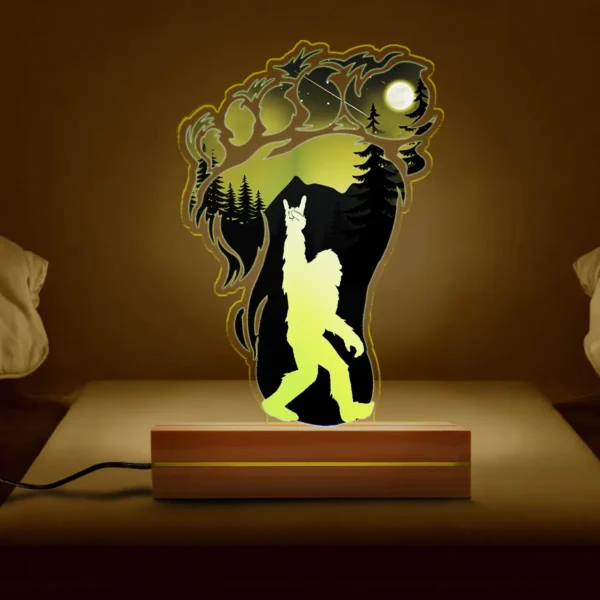 Rock On Bigfoot Footprint 3D Lamp Mountain Night Scene LED Light