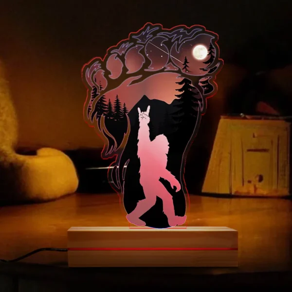 Rock On Bigfoot Footprint 3D Lamp Mountain Night Scene LED Light