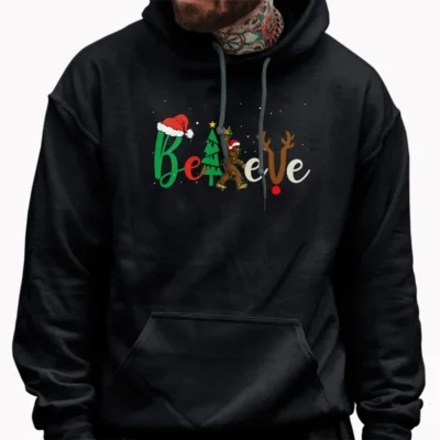 Rock Roll Bigfoot Believe Christmas Shirt Funny Santa Sasquatch Gift