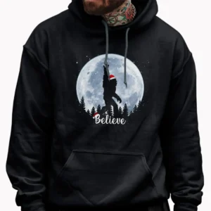 Rock Roll Bigfoot Full Moon Christmas Shirt Funny