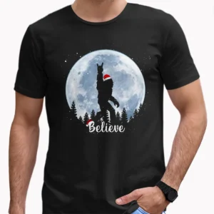 Rock Roll Bigfoot Full Moon Christmas Shirt Funny